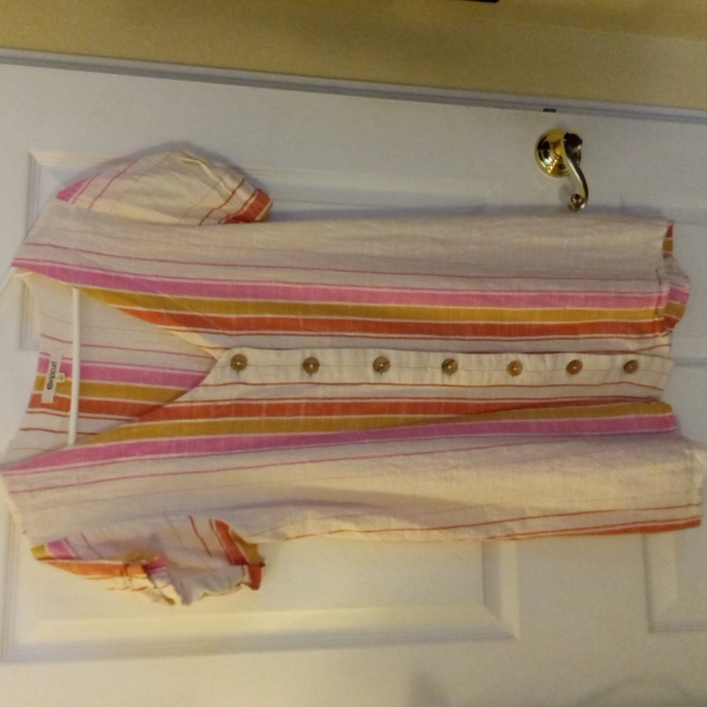 RIP CURL Beach dress, Size Large, Stripes, colors Pink, Tan, cream.